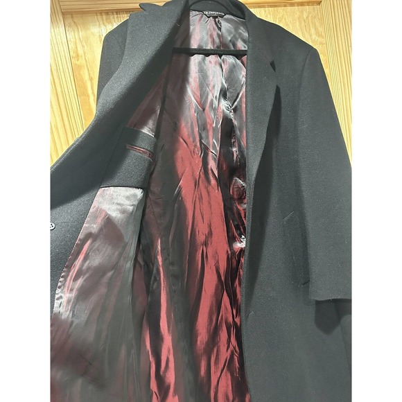 F.R. TRIPLER & CO Wool Blnd Overcoat Black Trench Single Breasted Coat Dress 46R - Picture 9 of 16